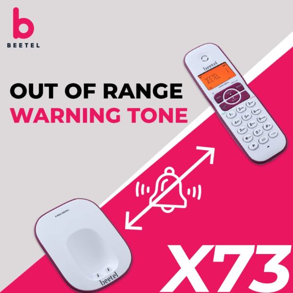 Beetel X73 Cordless 2.4Ghz Cordless Landline Phone with Caller ID Display, 2-Way Speaker Phone with Volume Controls, Auto Answer, Alarm Function, Stylish Design (Red/White) - Image 5