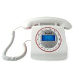 Beetel M73 Caller ID Corded Landline Phone with 16 Digit LCD Display, Retro Design, Alphanumeric Keypad, 2-Way Speaker Phone, Adjustable Ringing (White & Red)