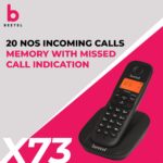 Beetel X73 Cordless 2.4Ghz Cordless Landline Phone with Caller ID Display, 2-Way Speaker Phone with Volume Controls, Auto Answer, Alarm Function, Stylish Design (Black) - Image 3