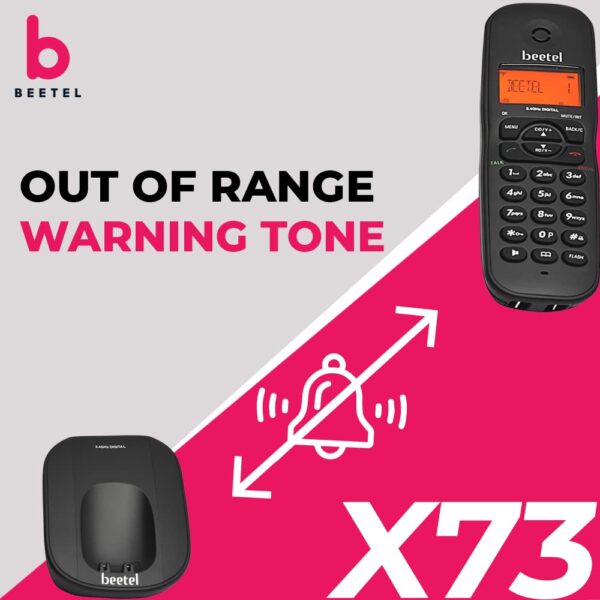 Beetel X73 Cordless 2.4Ghz Cordless Landline Phone with Caller ID Display, 2-Way Speaker Phone with Volume Controls, Auto Answer, Alarm Function, Stylish Design (Black) - Image 4