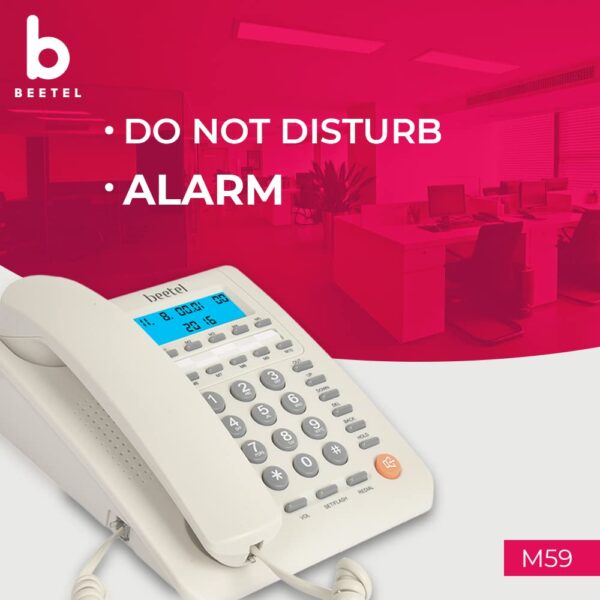 Beetel M59 Caller ID Corded Landline Phone with 16 Digit LCD Display & Adjustable contrast,10 One Touch Memory Buttons,2Ways Speaker Phone,Music On Hold,Solid Build Quality,Classic Design (White) - Image 6