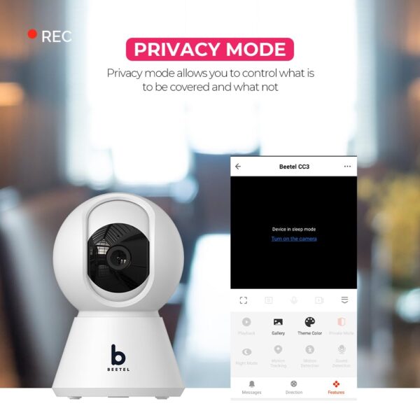 Beetel 3MP Full HD Smart Wi-Fi CCTV Home Security Camera|360° with Pan Tilt|View & 2-Way Talk|Motion Alert|Night Vision|Smart Tracking|SD Card (Upto 256 GB), Alexa & Google Support|CC3 - Image 7