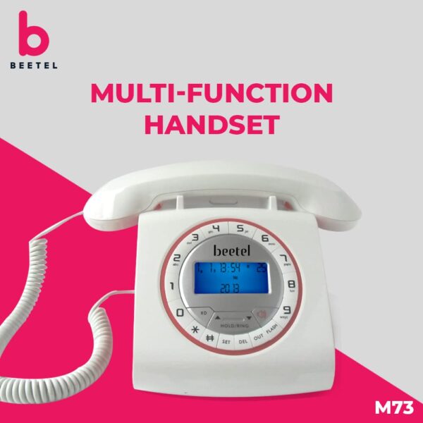 Beetel M73 Caller ID Corded Landline Phone with 16 Digit LCD Display, Retro Design, Alphanumeric Keypad, 2-Way Speaker Phone, Adjustable Ringing (White & Red) - Image 5