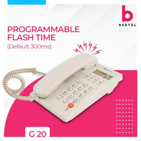 Beetel G20,TEC Certified,Caller ID Corded Landline Phonewith LCD Display,Ringer LED,Adjustable Handset/Ringer Volume,Music On Hold,Wall Mountable,3 Level LCD Contrast,Alarm (Warm Grey) - Image 6