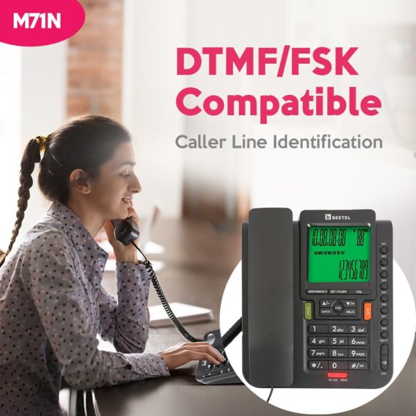 Beetel M71N Caller ID Corded Landline Phone For Home Or Office,16 Digit Display,2-Way Speaker Phone With Adjustable Volume,8 One Touch Memory Buttons,TEC Certified,30 Incoming Call Memory (Anthracite) - Image 7
