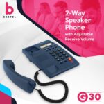 Beetel G30 Corded Landline Phone,TEC Certified,Caller ID LCD Display,Ringer LED,DTMF/FSK Compatible,2-Way Adjustable Speaker Phone,Desk/Wall Mountable,3 Level LCD Contrast (Blue) - Image 2
