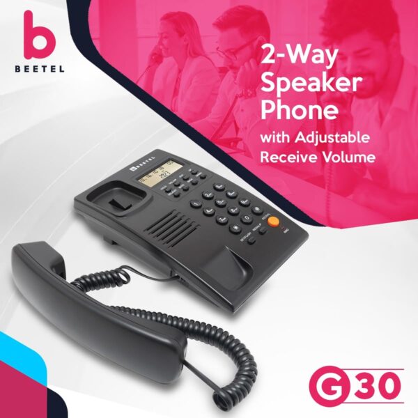 Beetel G30, TEC Certified, Caller ID Corded Landline Phonelcd Display,Ringer LED,DTMF/FSK Compatible,2-Way Adjustable Speaker Phone,Music On Hold, Desk/Wall Mountable, 3 Level LCD Contrast (Black) - Image 2