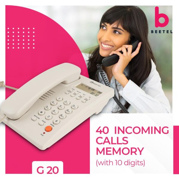 Beetel G20,TEC Certified,Caller ID Corded Landline Phonewith LCD Display,Ringer LED,Adjustable Handset/Ringer Volume,Music On Hold,Wall Mountable,3 Level LCD Contrast,Alarm (Warm Grey) - Image 4