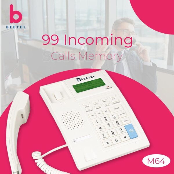 Beetel M64N Corded Landline Phone with 16 Digit and LCD Display, 2-Way Adjustable Speaker Phone, 99 Incoming and 18 Outgoing Call Memory,3 One-Touch Memory,TEC Certified (Warm Grey) - Image 4