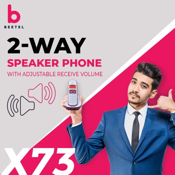 Beetel X73 Cordless 2.4Ghz Cordless Landline Phone with Caller ID Display, 2-Way Speaker Phone with Volume Controls, Auto Answer, Alarm Function, Stylish Design (Red/White) - Image 6