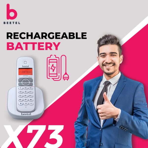 Beetel X73 2.4Ghz Cordless Landline Phone with Caller ID Display, 2-Way Speaker Phone with Volume Controls, Auto Answer, Alarm Function, Stylish Design (Grey/White) - Image 6