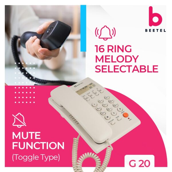 Beetel G20,TEC Certified,Caller ID Corded Landline Phonewith LCD Display,Ringer LED,Adjustable Handset/Ringer Volume,Music On Hold,Wall Mountable,3 Level LCD Contrast,Alarm (Warm Grey) - Image 5
