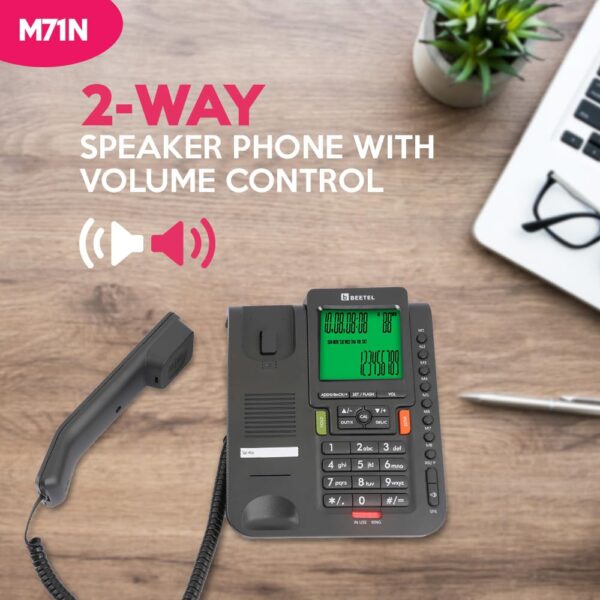 Beetel M71N Caller ID Corded Landline Phone For Home Or Office,16 Digit Display,2-Way Speaker Phone With Adjustable Volume,8 One Touch Memory Buttons,TEC Certified,30 Incoming Call Memory (Anthracite) - Image 3