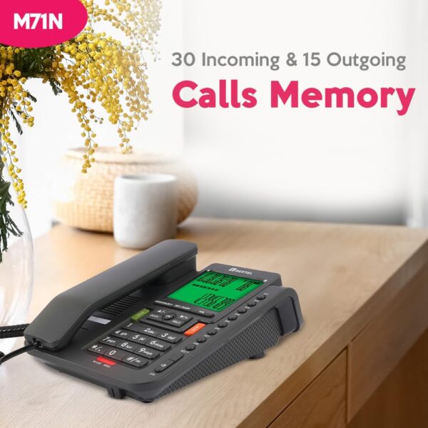 Beetel M71N Caller ID Corded Landline Phone For Home Or Office,16 Digit Display,2-Way Speaker Phone With Adjustable Volume,8 One Touch Memory Buttons,TEC Certified,30 Incoming Call Memory (Anthracite) - Image 6