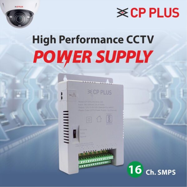 CP PLUS 16 Channel CCTV Power Supply SMPS | 12V 8A High Efficiency Adapter with LED Indicators | EMI Filter | Overload & Short Circuit Protection for Dome, Bullet & PTZ Cameras |CP-DPS-PD16V2-12D - Image 2