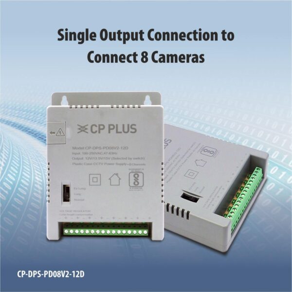 CP PLUS 8-Channel CCTV Power Supply SMPS | 12V 5A High Efficiency Adapter with LED Indicators | EMI Filter|Overload & Short Circuit Protection|Use for Dome & Bullet Cameras| CP-DPS-PD08V2-12D - Image 6