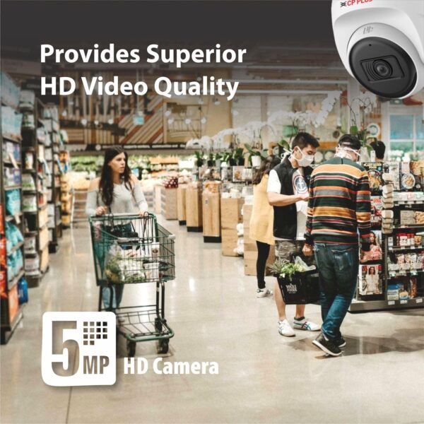 CP PLUS 5MP Dome CCTV Camera | 3.6mm Lens | 30M Smart IR Night Vision | Built-in Mic | DWDR | 2D DNR | BLC | Analog 4-in-1 Output AHD/TVI/CVI/CVBS | Indoor Surveillance Dome Camera | CP-URC-DC51PL3C - Image 3