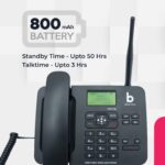 Beetel F2K GSM Fixed Cordless Landline Phone,LCD Display,Supports Quad Band,Dual Sim,Hotline with Keypad Lock,Alarm,Calculator,Calendar,Low Battery Alert,Two-Way Speaker,4 Direct Memory Keys (Black) - Image 6