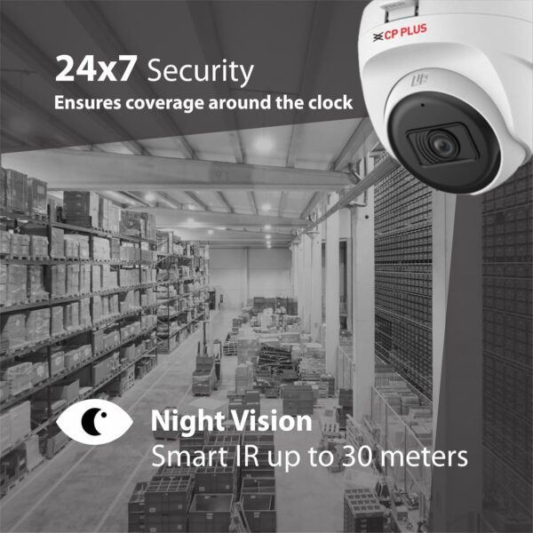 CP PLUS 5MP Dome CCTV Camera | 3.6mm Lens | 30M Smart IR Night Vision | Built-in Mic | DWDR | 2D DNR | BLC | Analog 4-in-1 Output AHD/TVI/CVI/CVBS | Indoor Surveillance Dome Camera | CP-URC-DC51PL3C - Image 6