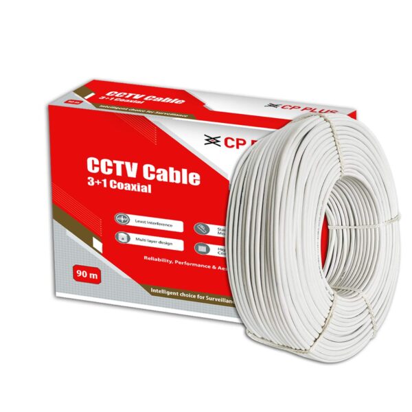 CP PLUS 3+1 Coaxial Pure Copper CCTV Camera Cable (90 Meter) (White Color) - Image 3